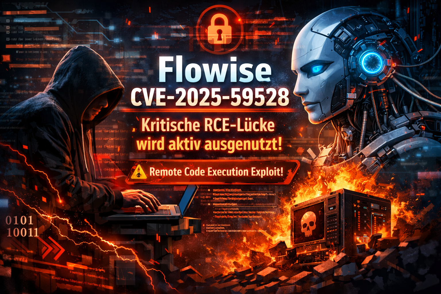 Titelbild: Flowise CVE-2025-59528: Kritische RCE-Lücke wird aktiv ausgenutzt – Artikel von Mika Schmidt