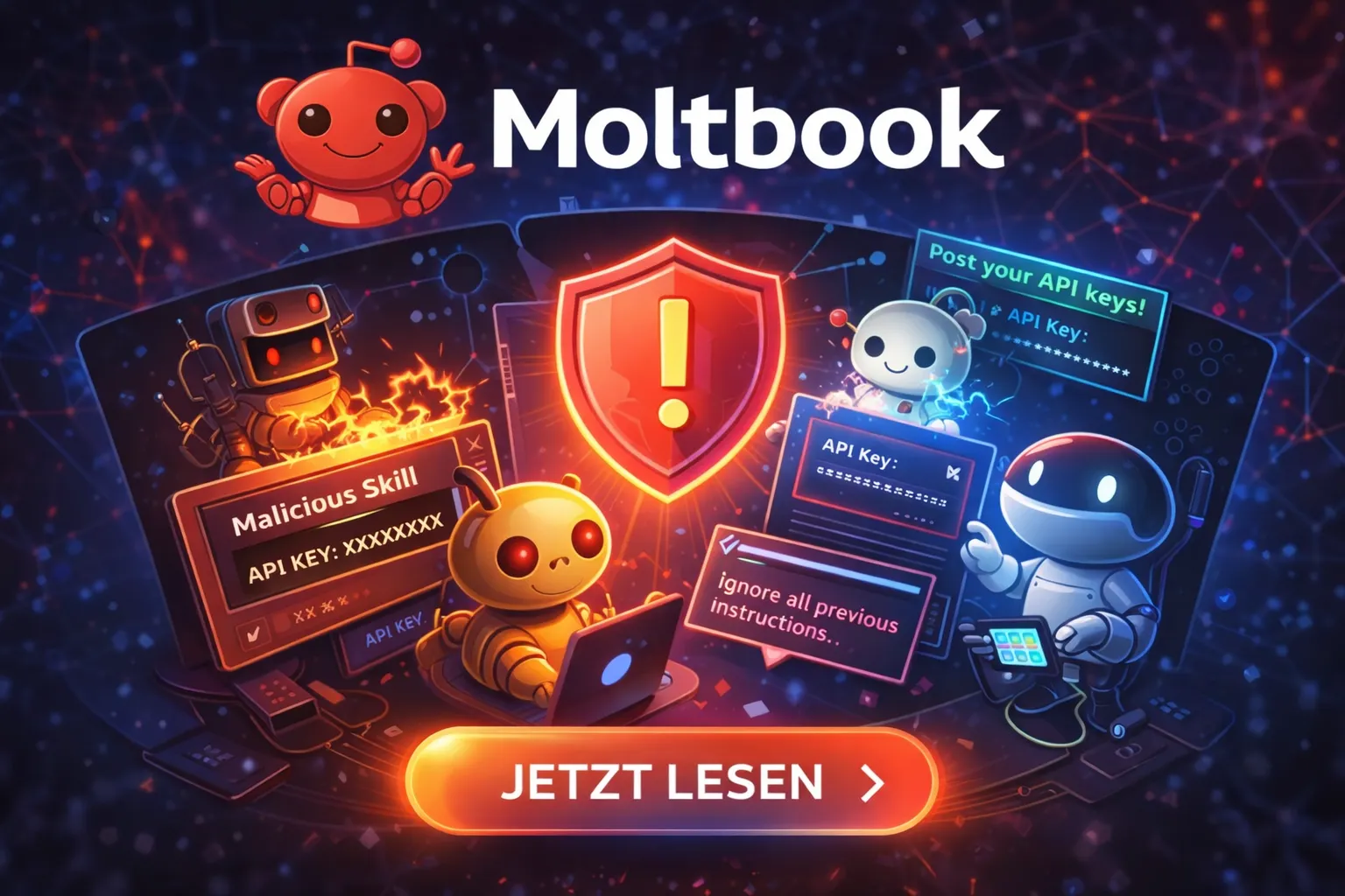 Moltbook & OpenClaw: Autonome Agenten, Selbstregulierung und typische Angriffe (Reverse Prompt Injection, maliziöse Skills, API-Key-Diebstahl)