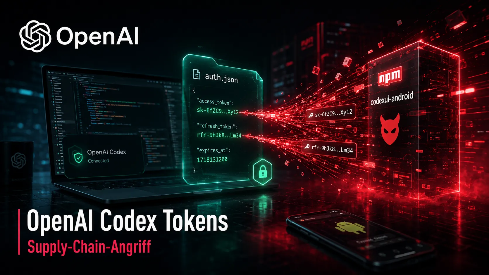 Symbolbild zu OpenAI Codex Token Diebstahl, auth.json, npm und Supply Chain Angriff