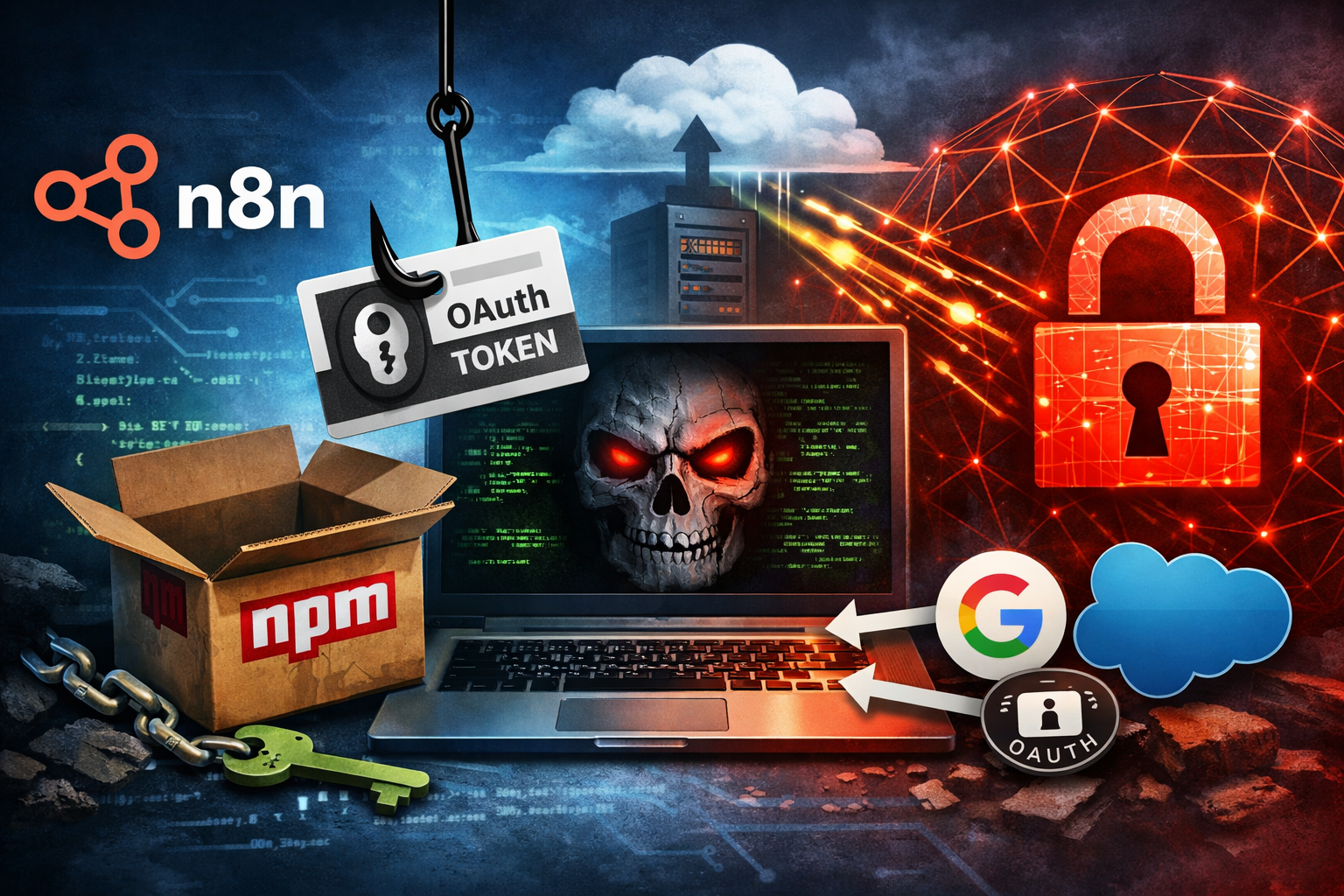 Titelbild: n8n Supply-Chain-Angriff: Manipulierte Community Nodes stehlen OAuth-Tokens – Artikel von Mika Schmidt