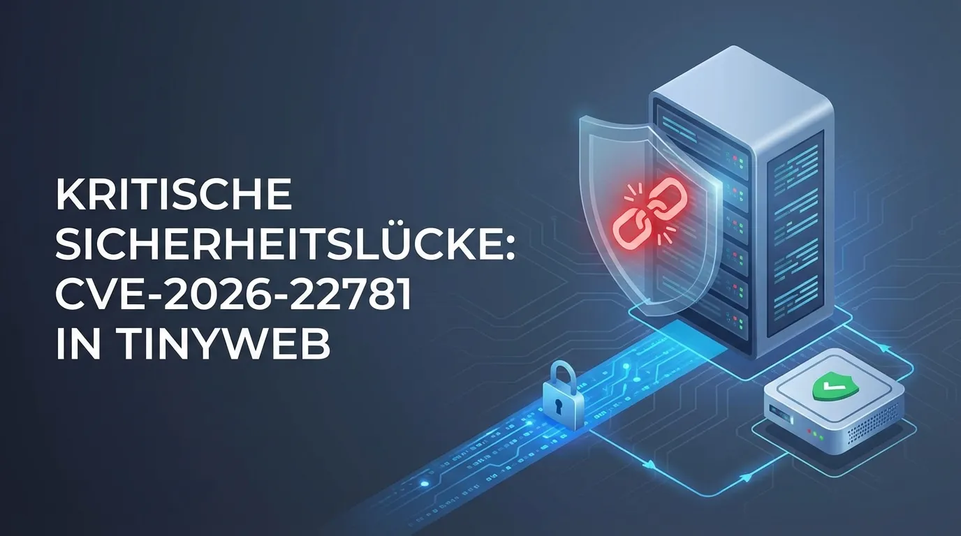 Schematische Darstellung: HTTP Request über TinyWeb und CGI zum Betriebssystem (Risiko: Command Injection)